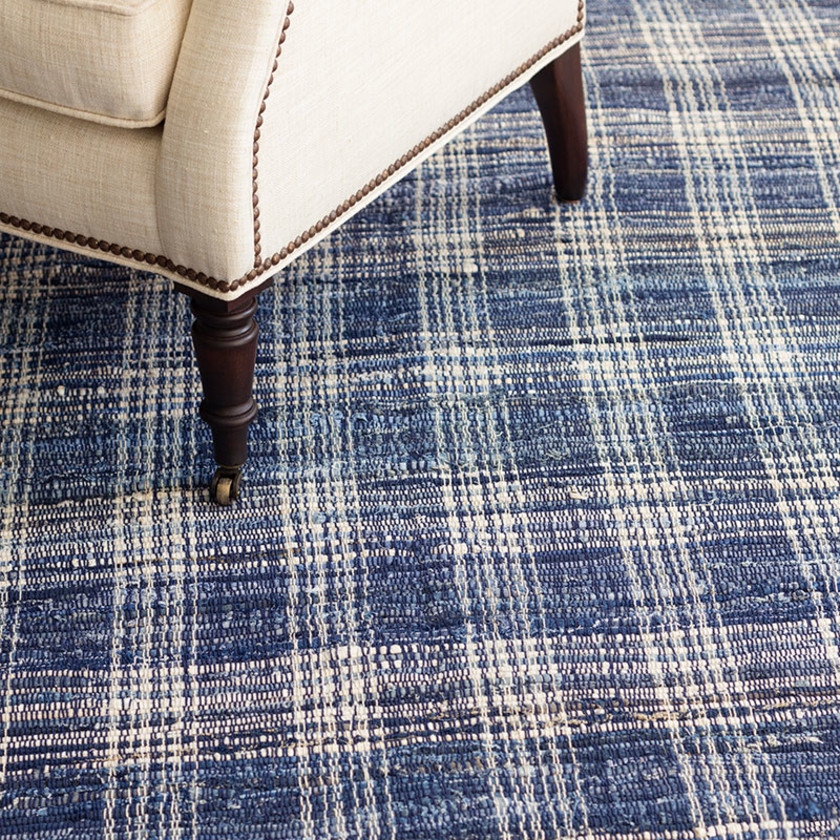 Denim Plaid Handwoven Cotton Rug - Denim 2' x 3'