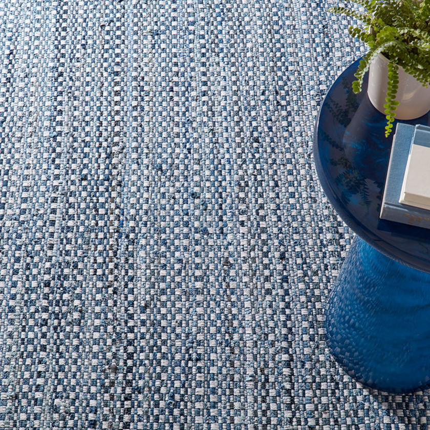 Denim Stone Blue Handwoven Cotton Rug - Denim, 2' x 3',Blue