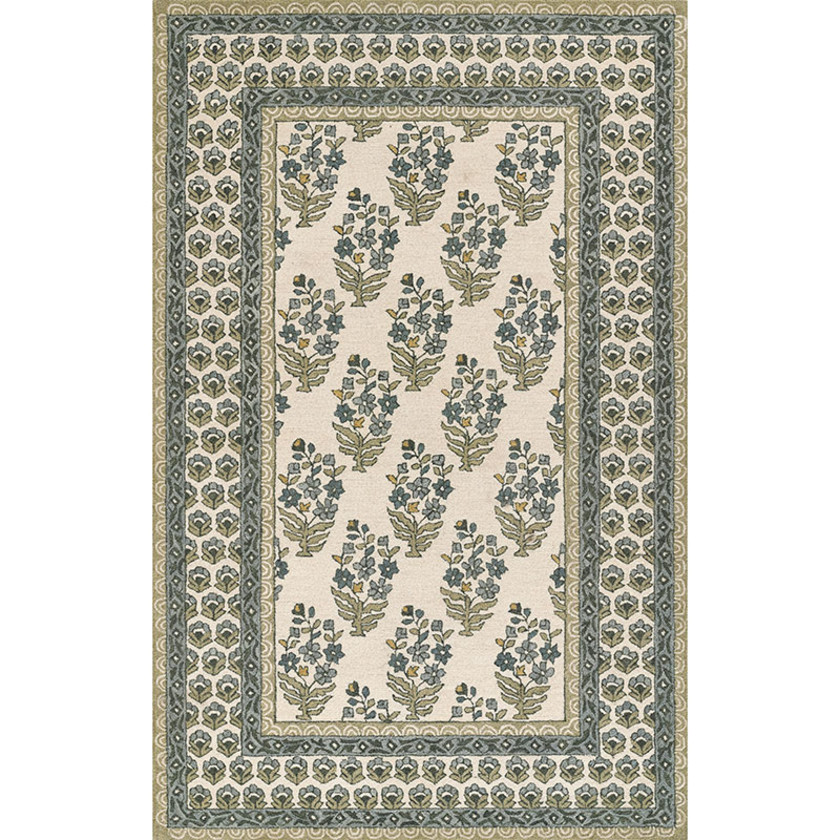 Floral Border Hand Tufted Wool Rug
