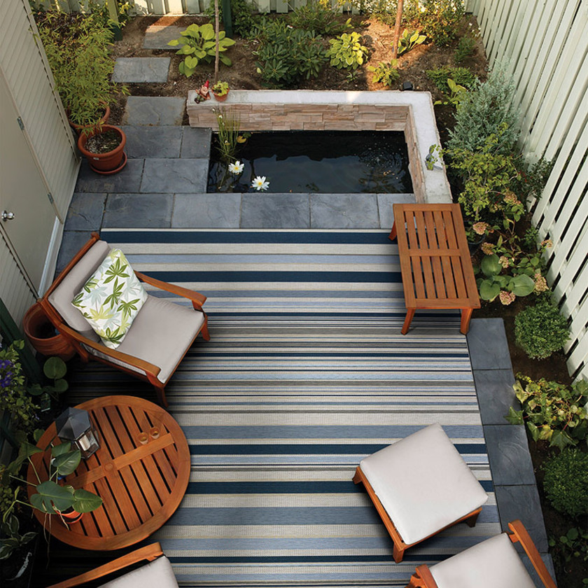 Striped Flat Woven Outdoor Rug -  Natural, 2' x 3',Natural