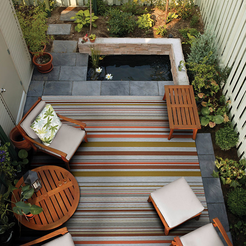 Striped Flat Woven Outdoor Rug -  Sunset, 2' x 3',Sunset