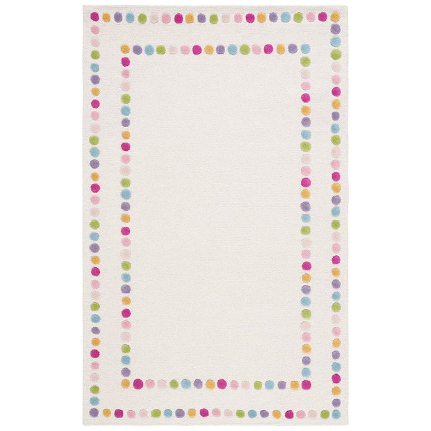 Rainbow Dot Border Hand Tufted Wool Rug