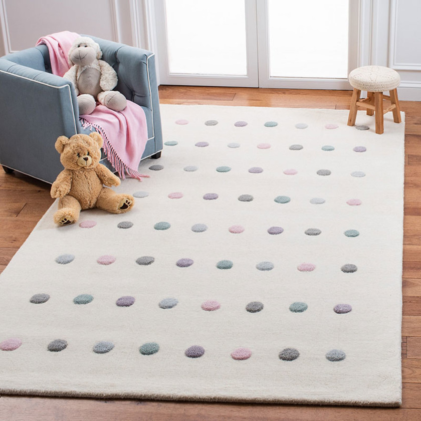 Dotted Stripe Hand Tufted Wool Rug - Ivory, 3' x 5',Ivory