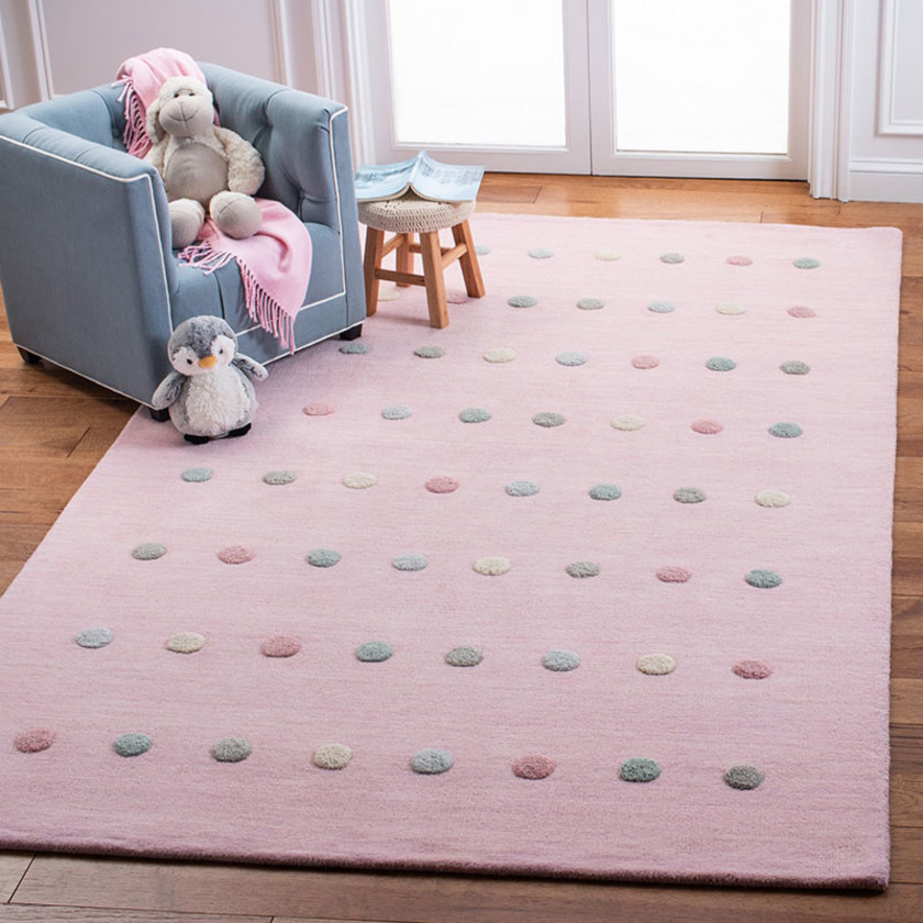 Dotted Stripe Hand Tufted Wool Rug - Light Pink, 3' x 5',Light Pink