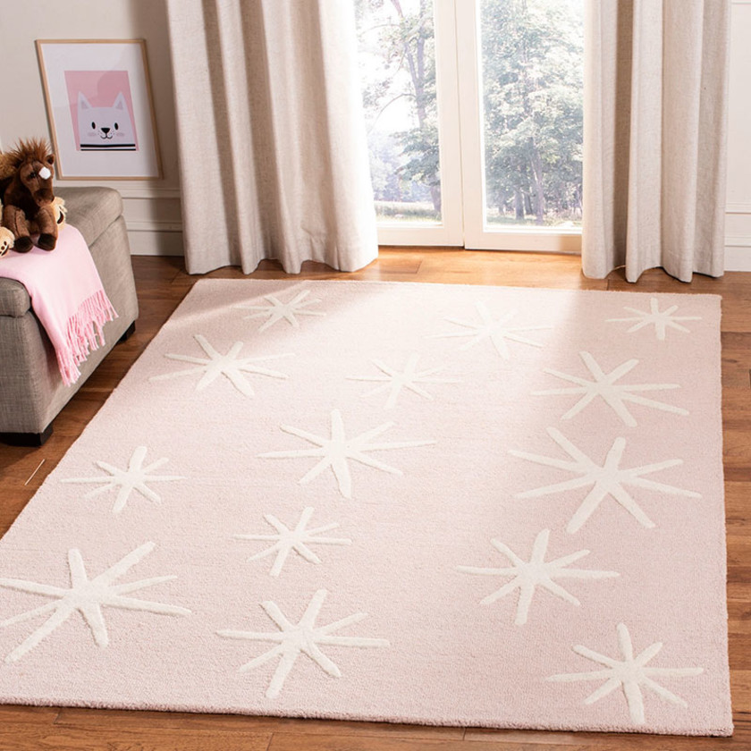 Star Hand Tufted Wool Rug - Pink, 3' x 5',Pink