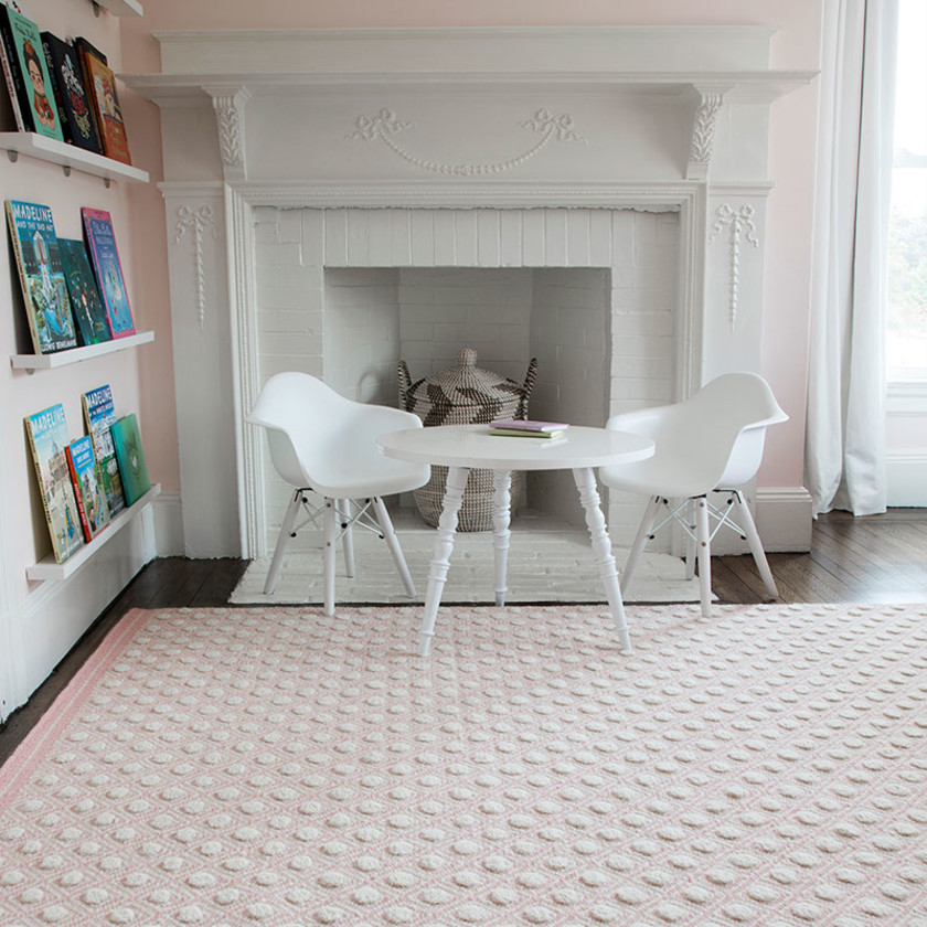 Dot Handwoven Wool Rug - Pink, 2' x 3',Pink
