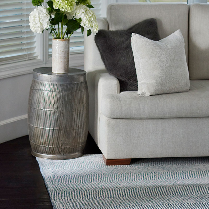 Herringbone Hand Tufted Wool Rug - Blue, 2' x 3',Blue