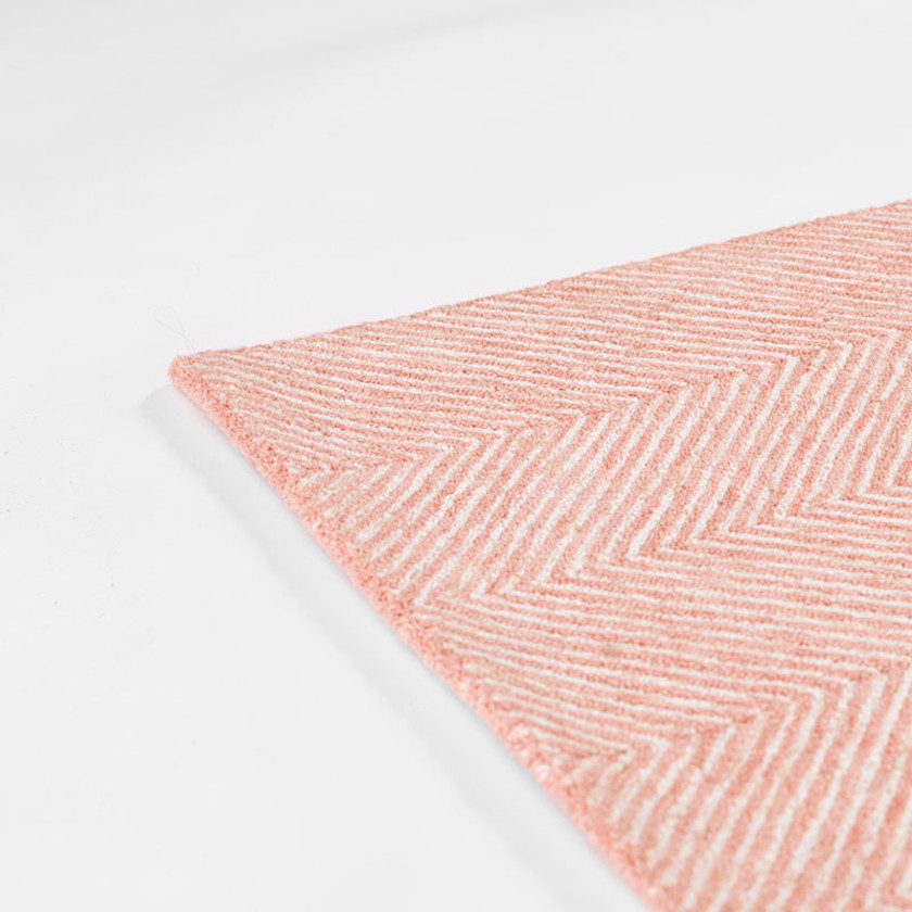 Herringbone Hand Tufted Wool Rug - Pink, 2' x 3',Pink