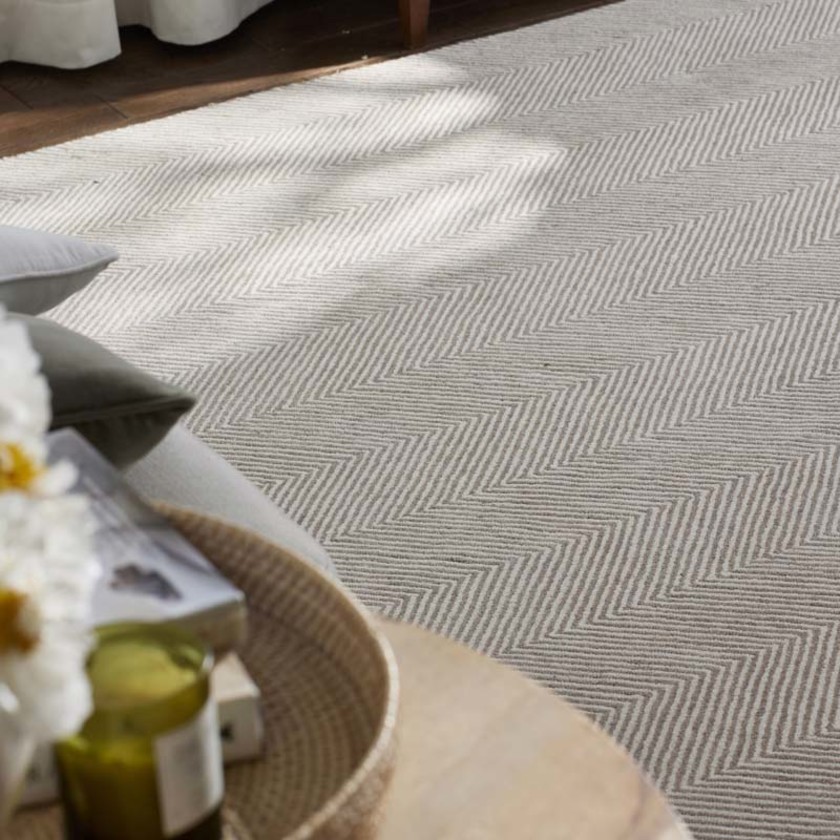 Herringbone Hand Tufted Wool Rug - Taupe, 4' x 6',Taupe