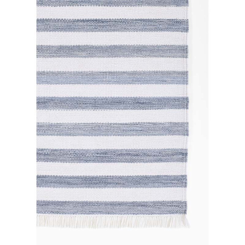 Handwoven Striped Performance Rug,Blue
