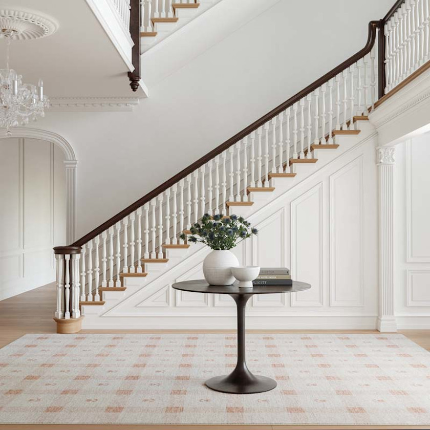 Modern Plaid Washable Rug,Orange