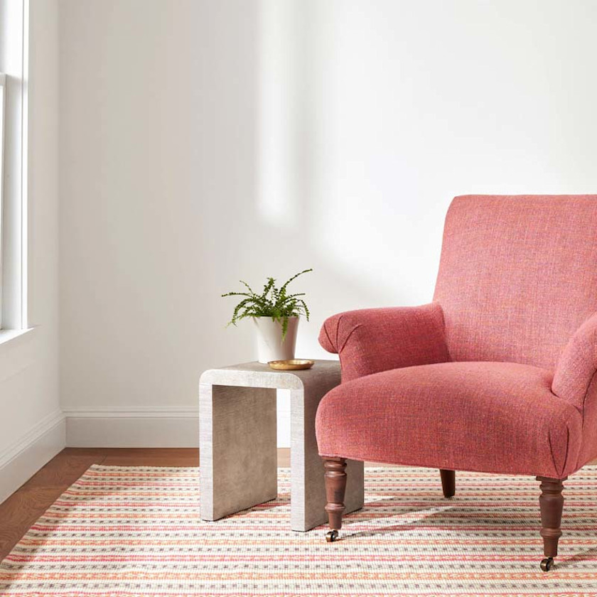 Long Slade Handwoven Cotton Rug - Red, 2' x 3',Red