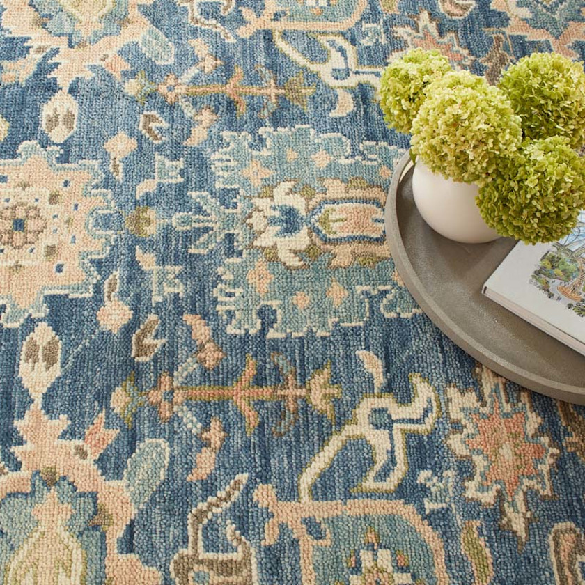 Camille Hand Knotted Wool Rug,Navy