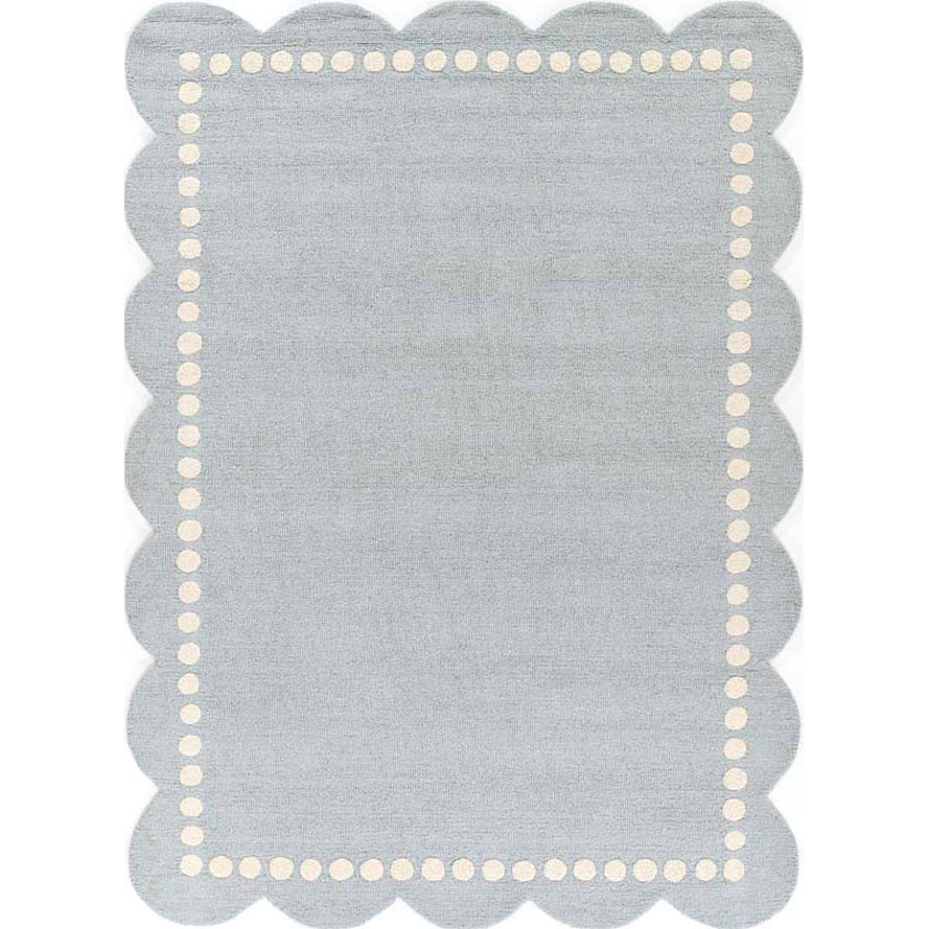 Scallop Dotted Border Hand Tufted Wool Rug