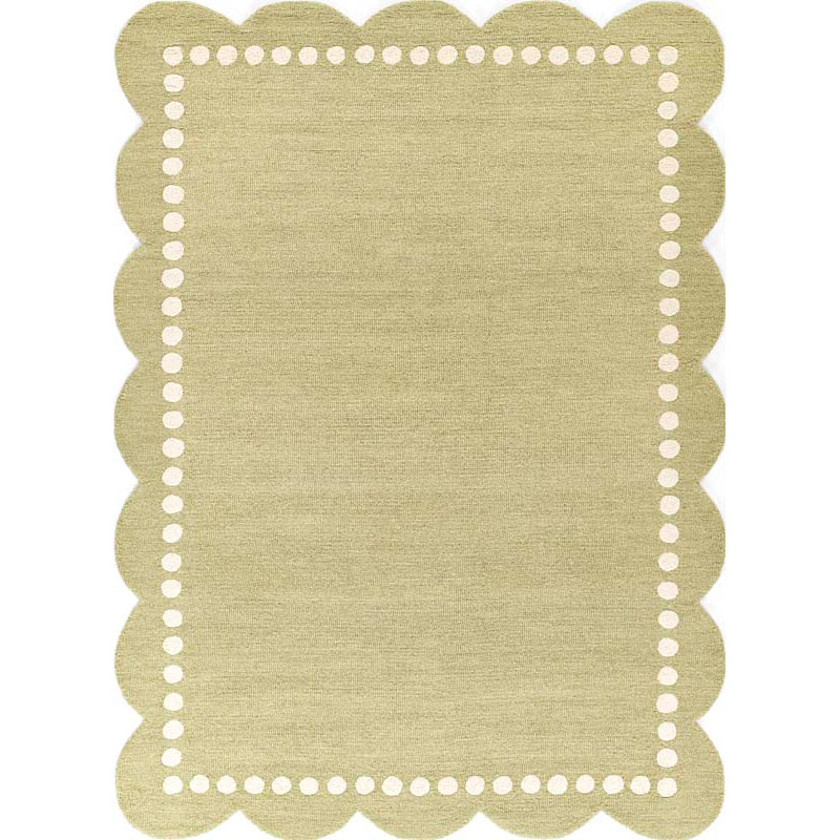 Scallop Dotted Border Hand Tufted Wool Rug