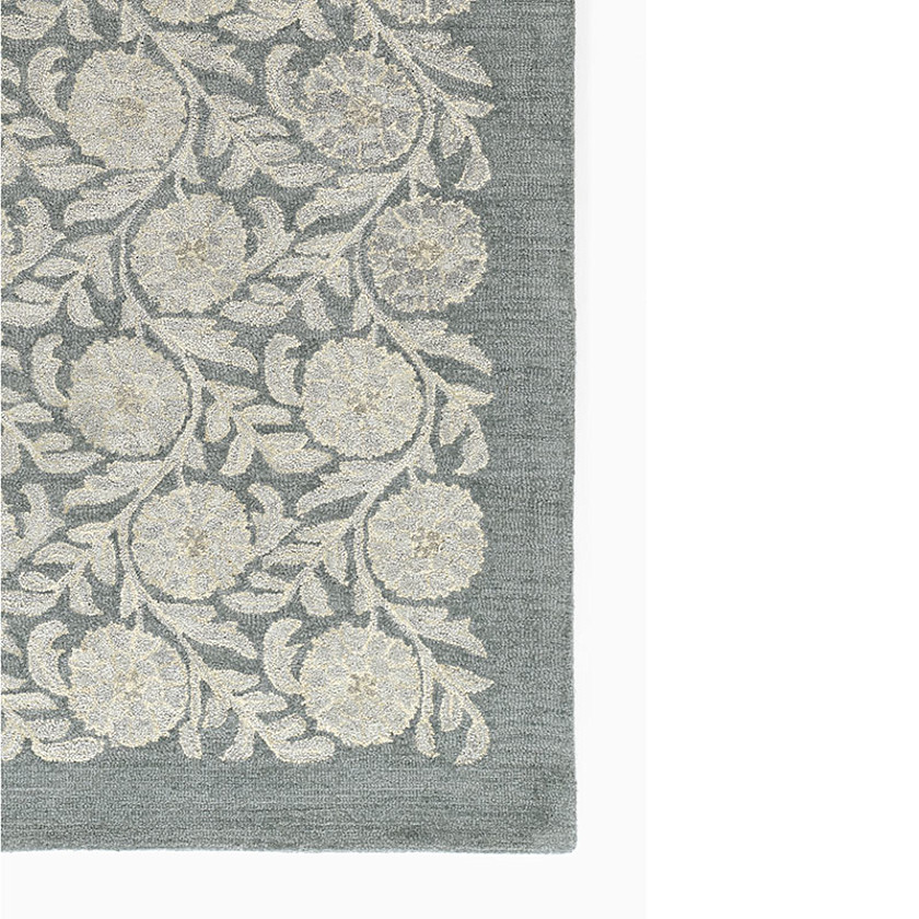 Farmhouse Floral Hand Tufted Wool Rug - Blue,  2' x 3',Blue