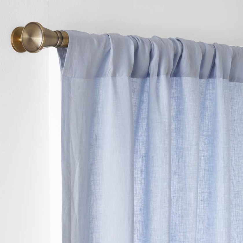 Linen Window Curtain - Ice Blue, 63 in.,Ice Blue