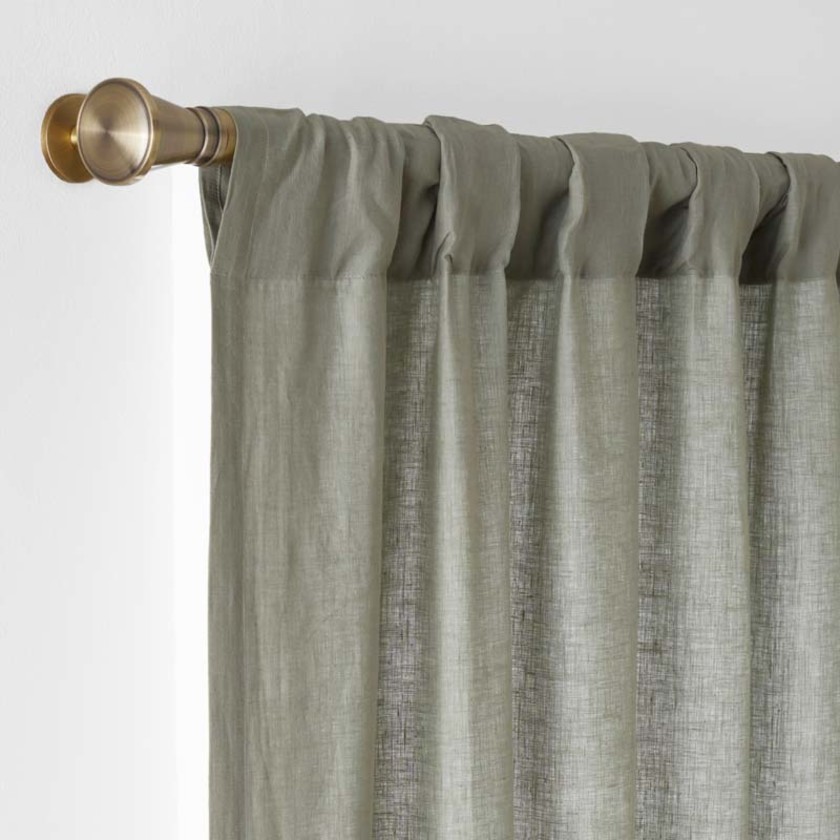 Linen Blackout Window Curtain - Moss, 63 in.,Moss