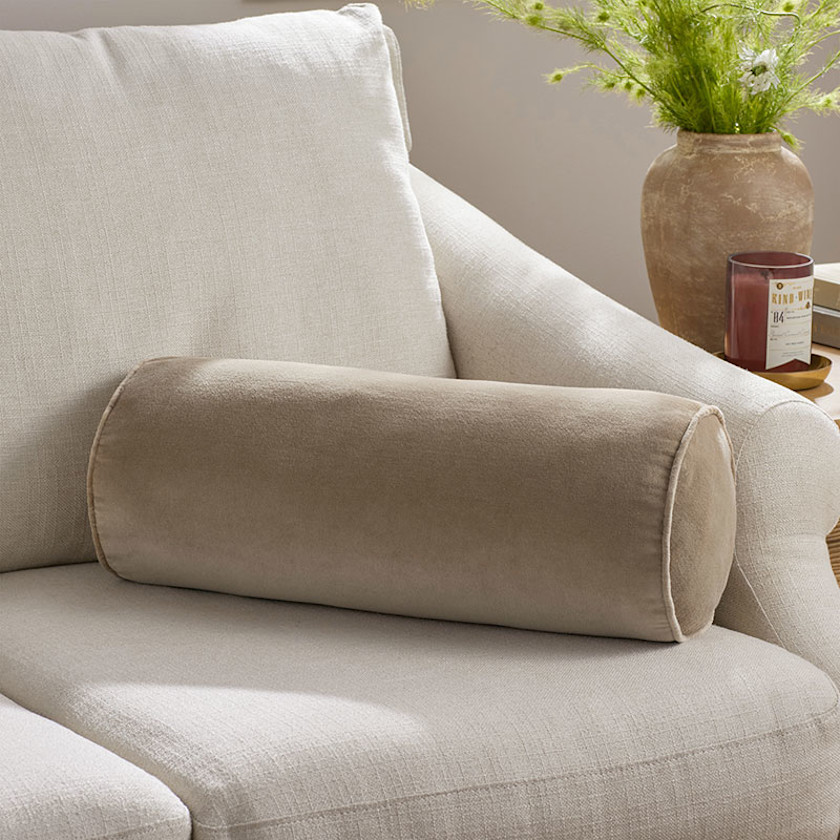 Velvet Decorative Bolster Pillow Cover,Latte
