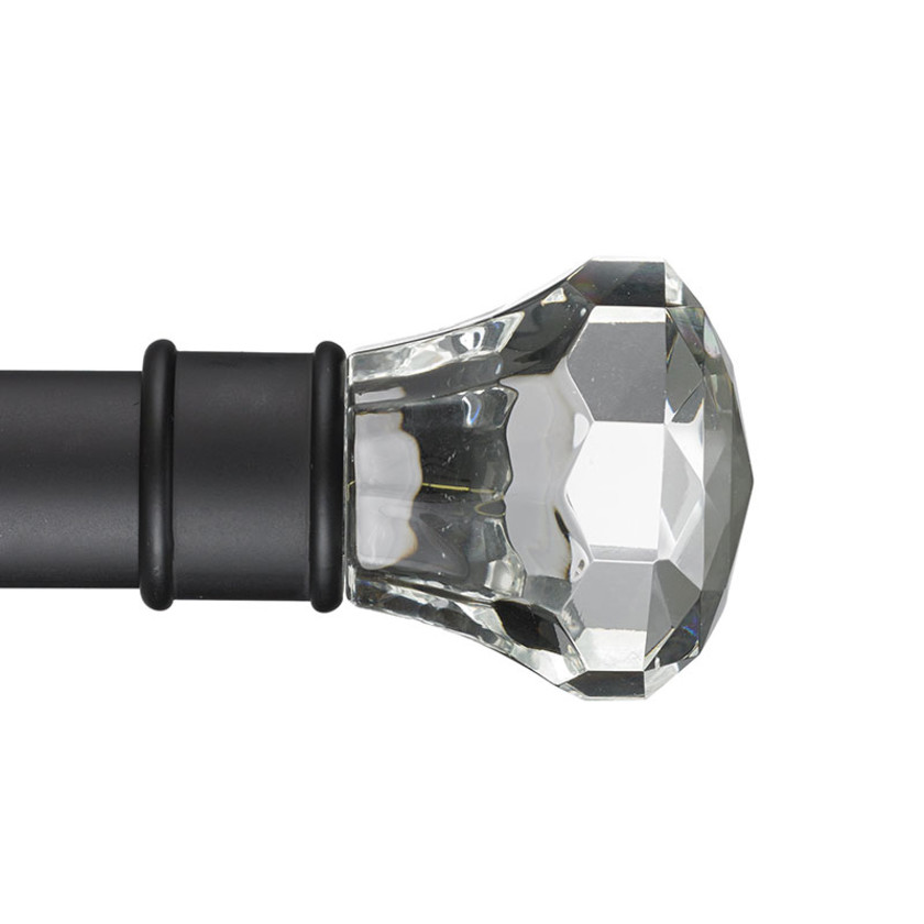 Facets Finial and 1" diameter Rod Set - Black, 48",Black