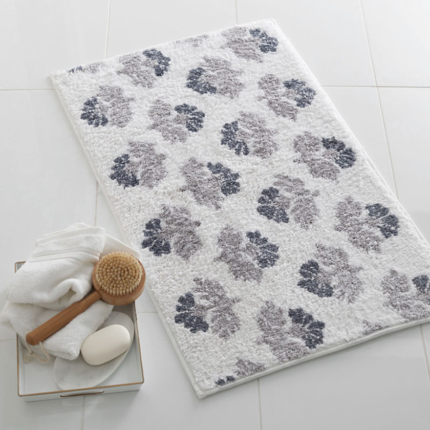 Tufted Bath Rugs - Fleur Smoke Gray, 21 in. x 34 in.,Fleur Smoke Gray