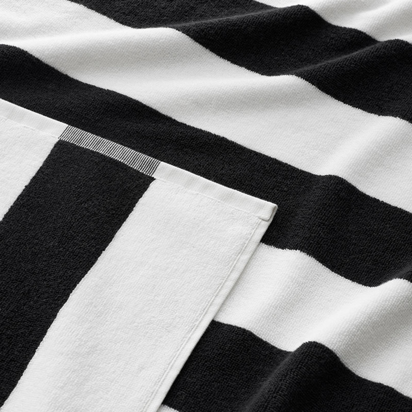 Classic Cabana Stripe Beach Towel - Black,Black