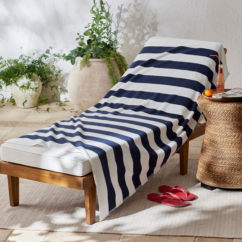 Classic Cabana Stripe Beach Towel - Navy,Navy