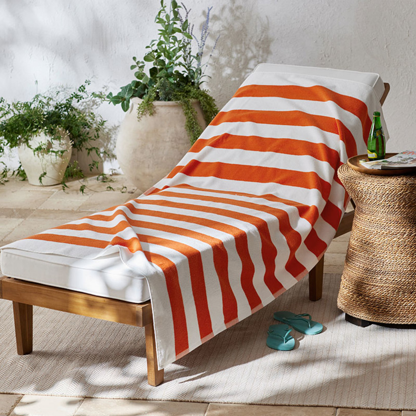 Classic Cabana Stripe Beach Towel - Orange,Orange