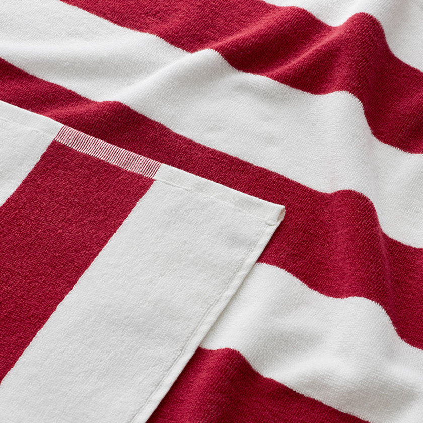 Classic Cabana Stripe Beach Towel - Red,Red