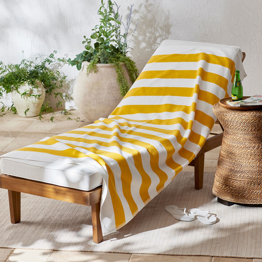Classic Cabana Stripe Beach Towel - Yellow,Yellow
