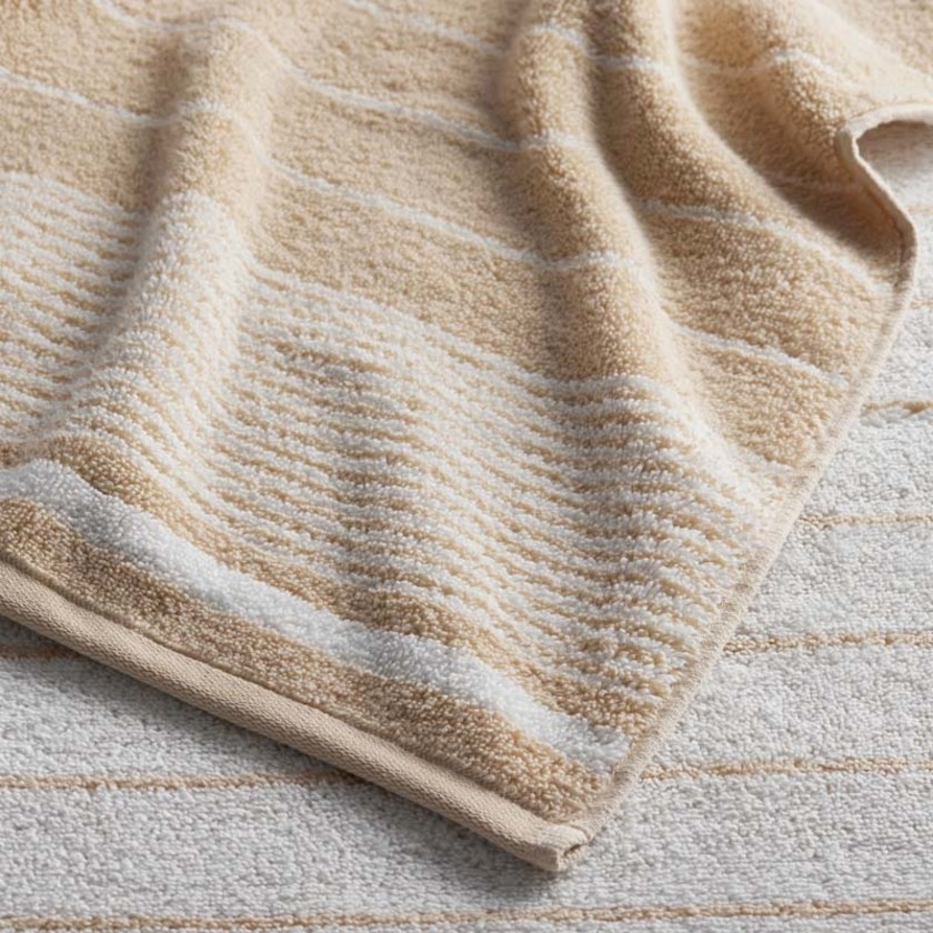 Plush Spa Stripe Hand Towel - Light Antique Beige,Light Antique Beige