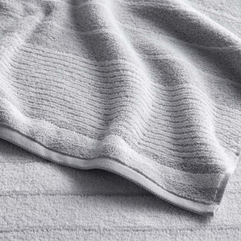 Plush Spa Stripe 4-Piece Bath & Hand Towel Set - Light Gray,Light Gray