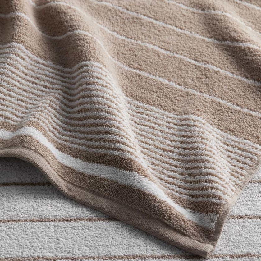 Plush Spa Stripe Washcloths, Set of 2 - Light Mocha,Light Mocha
