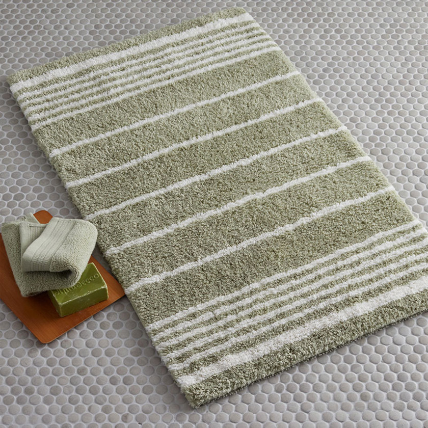 Plush Spa Stripe Bath Rug,Dark Willow
