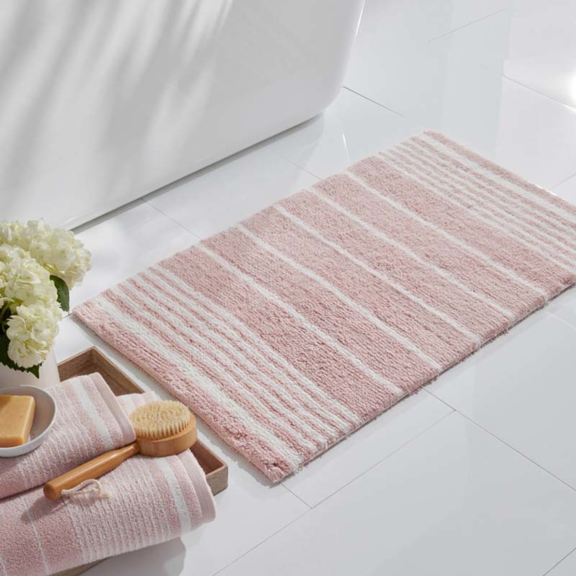 Plush Spa Stripe Bath Rug - Dark Rose Quartz, 17 in. x 24 in.,Dark Rose Quartz