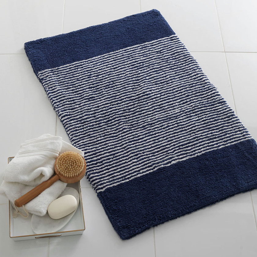 Striped Bath Rug - Navy, 17 in. x 24 in.,Navy