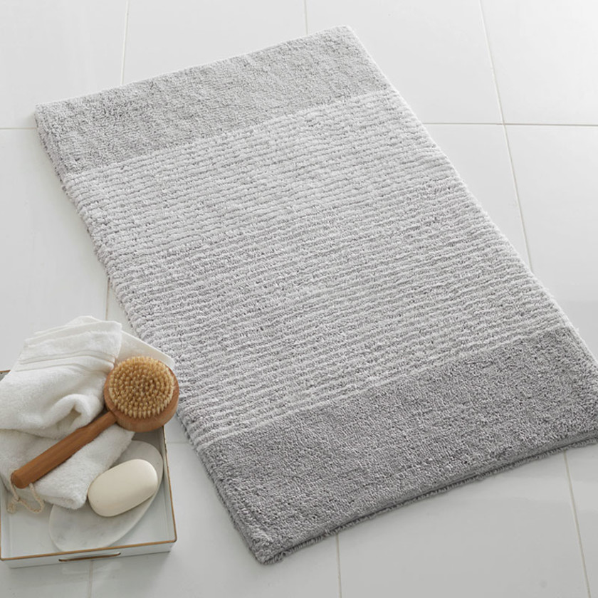 Striped Bath Rug - Silver, 17 in. x 24 in.,Silver