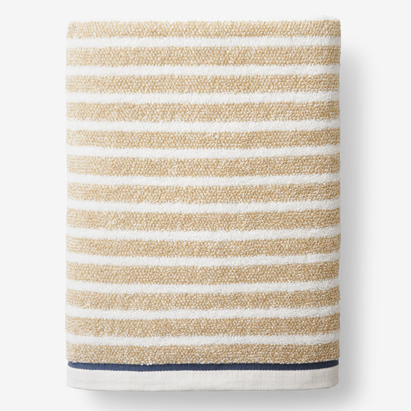 M&eacute;lange Stripe Reversible Cotton Towel