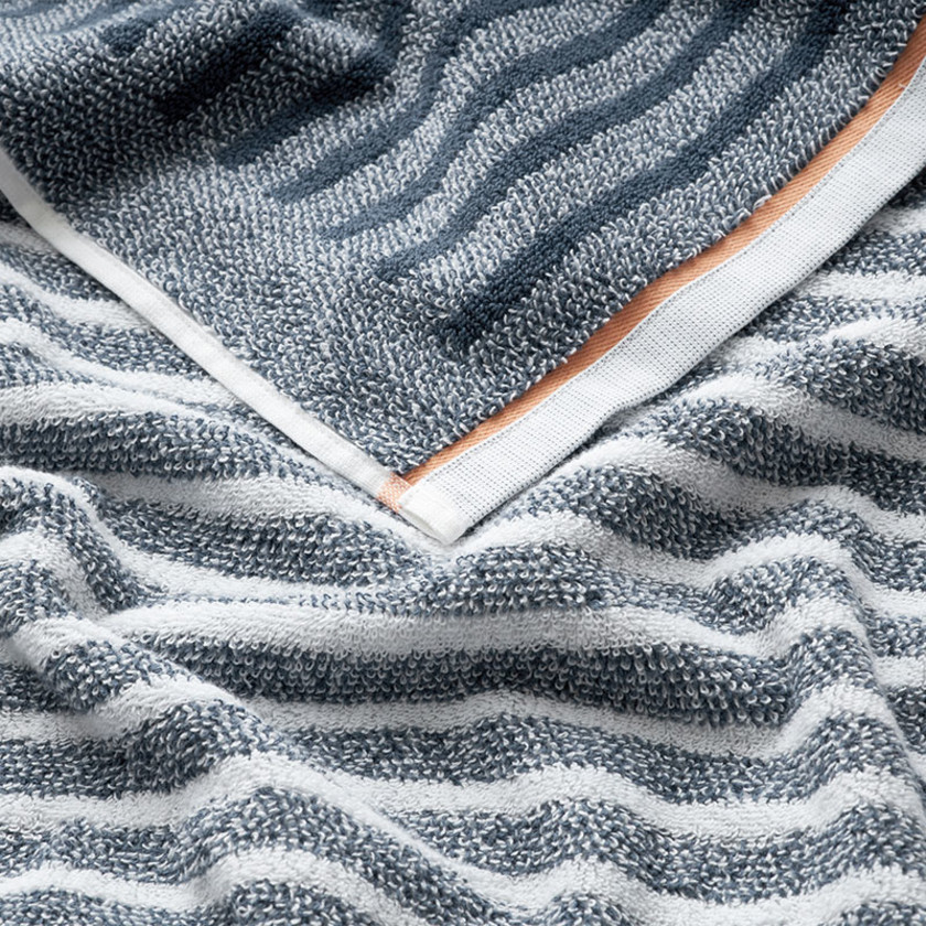 Mélange Stripe Reversible Cotton Bath Towel - Smoke Gray,Smoke Gray