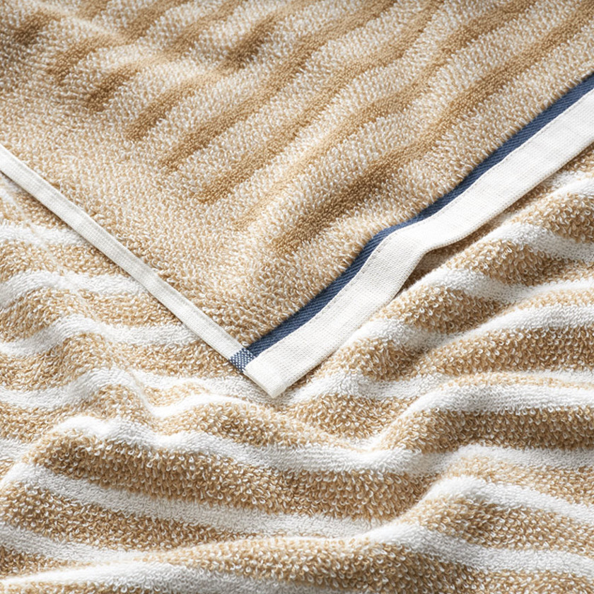 Mélange Stripe Reversible Cotton Washcloths, Set of 2 - Taupe,Taupe