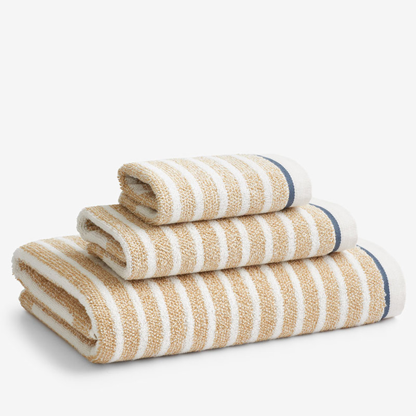 M&eacute;lange Stripe Reversible Cotton Towel