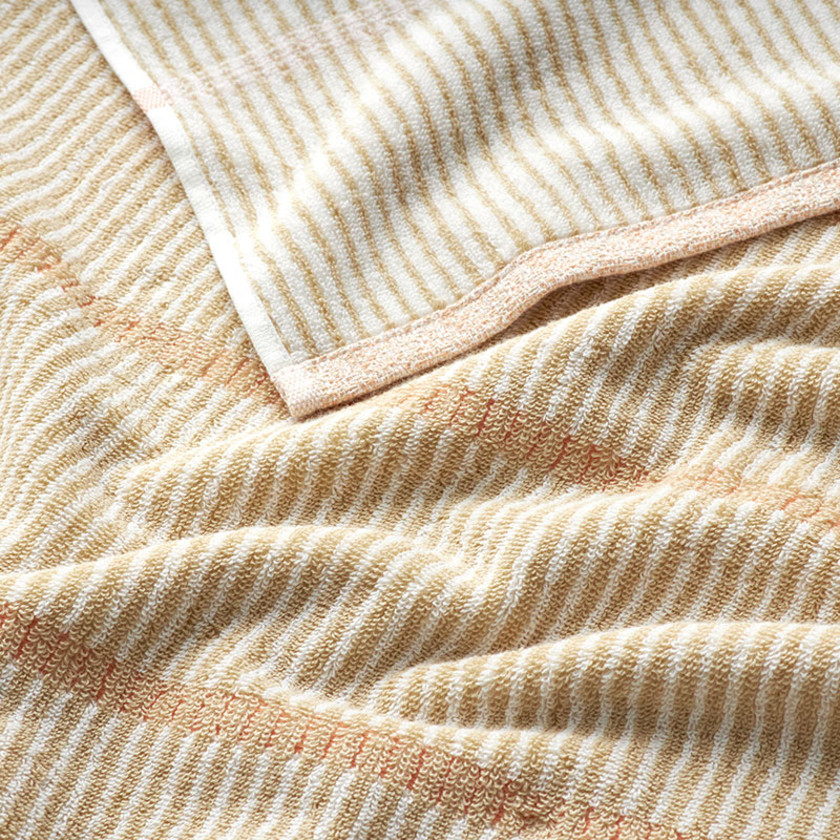 Narrow Stripe Reversible Cotton Bath Towel - Linen,Linen