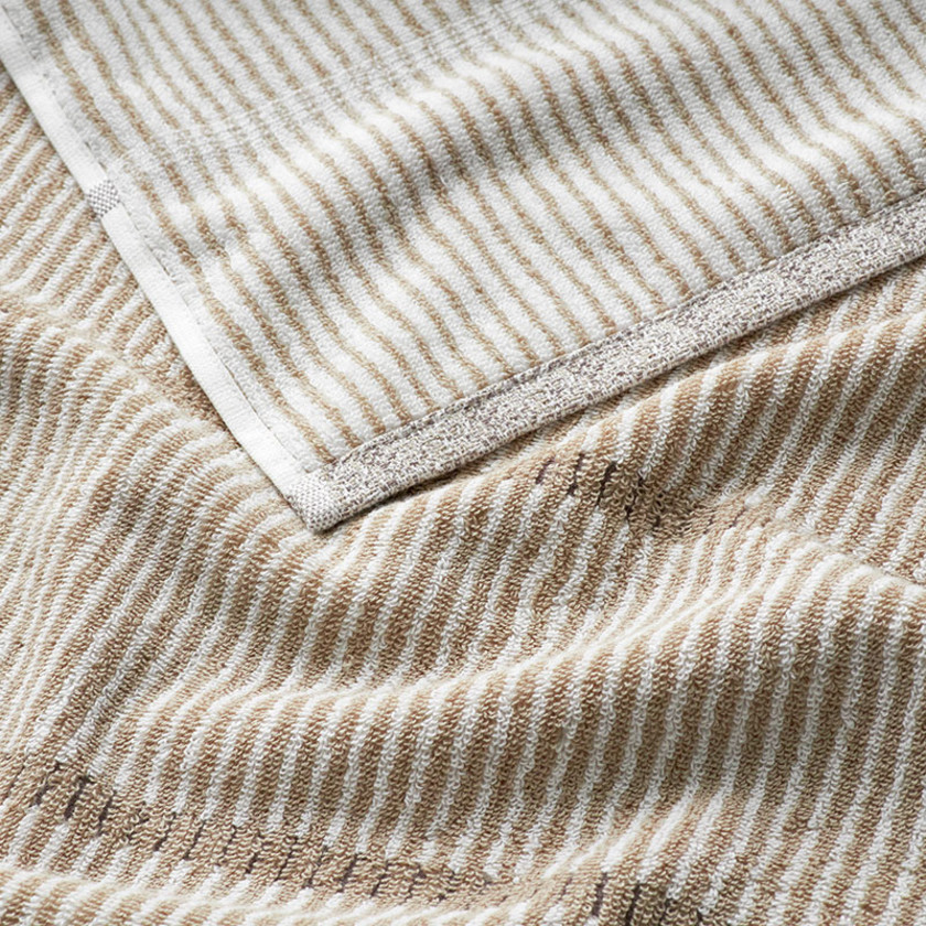 Narrow Stripe Reversible Cotton Washcloths, Set of 2 - Taupe,Taupe