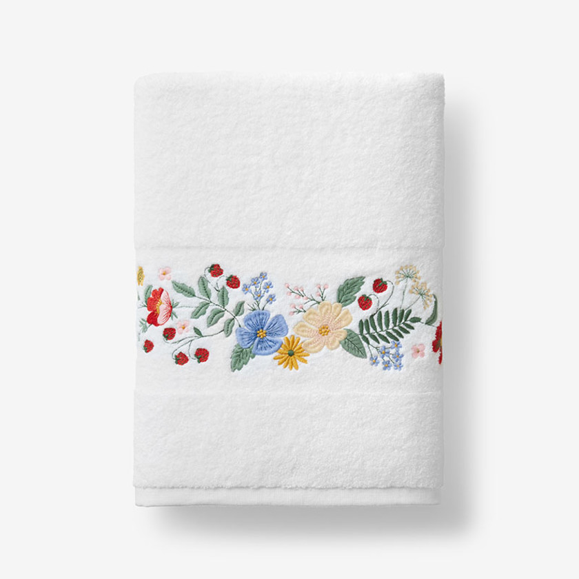 Strawberry Fields Embroidered Bath Towel