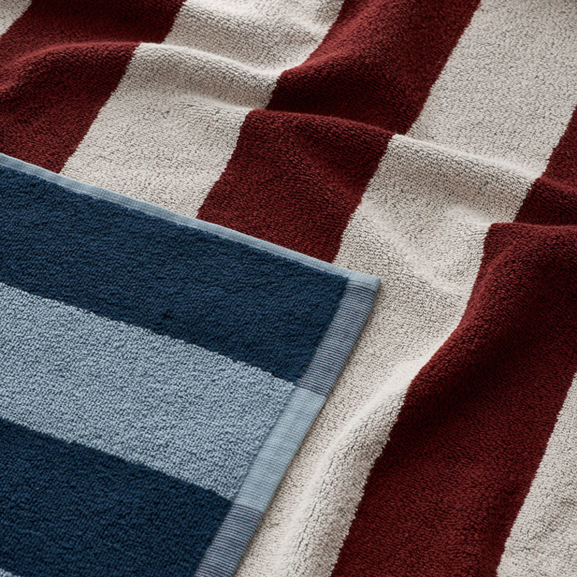 Cabana Stripe Reversible Beach Towel - Navy/Burgundy,Navy/Burgundy
