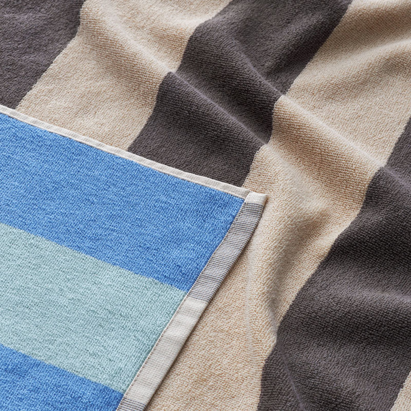 Cabana Stripe Reversible Beach Towel - Sand/Blue,Sand/Blue