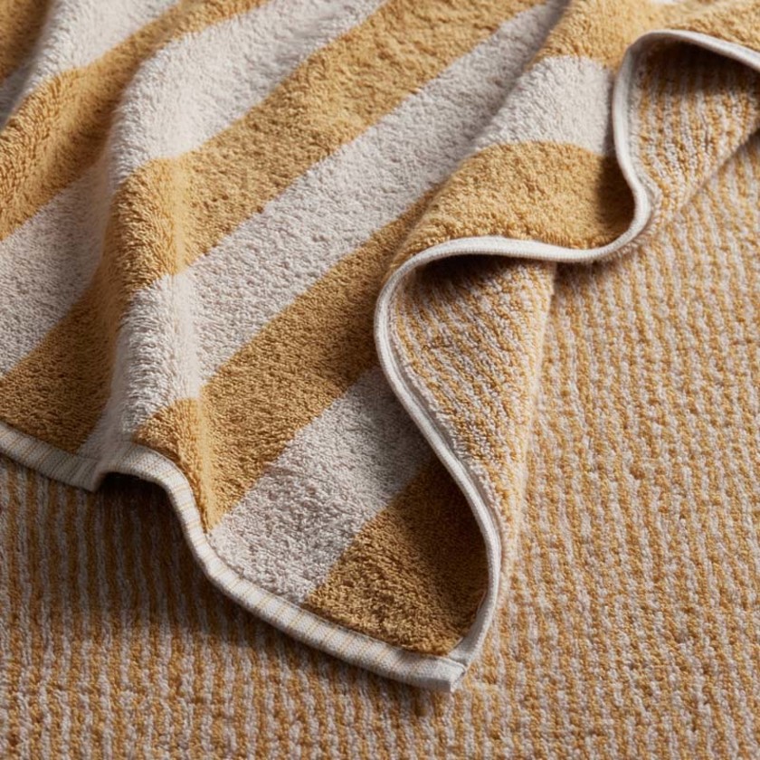 Reversible Stripe Turkish Cotton Hand Towel - Dark Honey,Dark Honey
