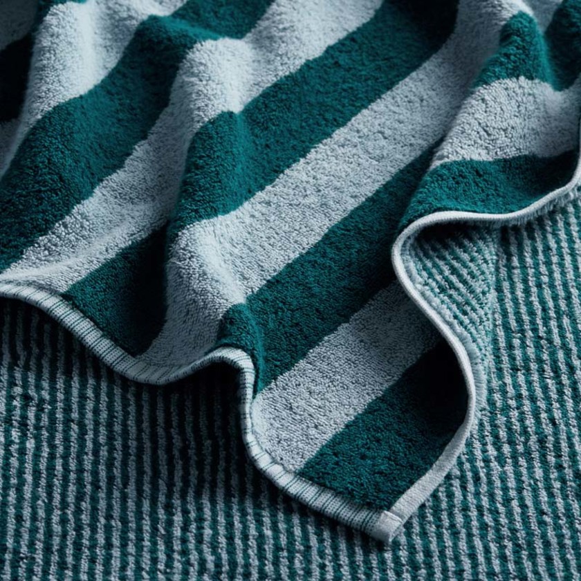 Reversible Stripe Turkish Cotton Hand Towel - Dark Teal,Dark Teal