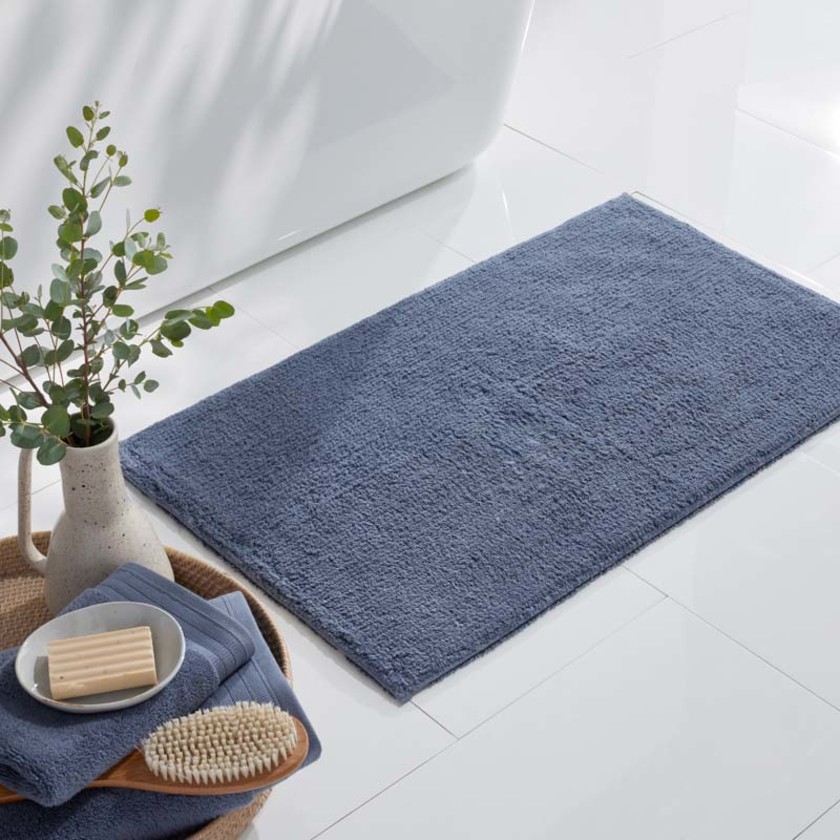 Plush Spa Solid Bath Rug - Indigo, 17 in. x 24 in.,Indigo