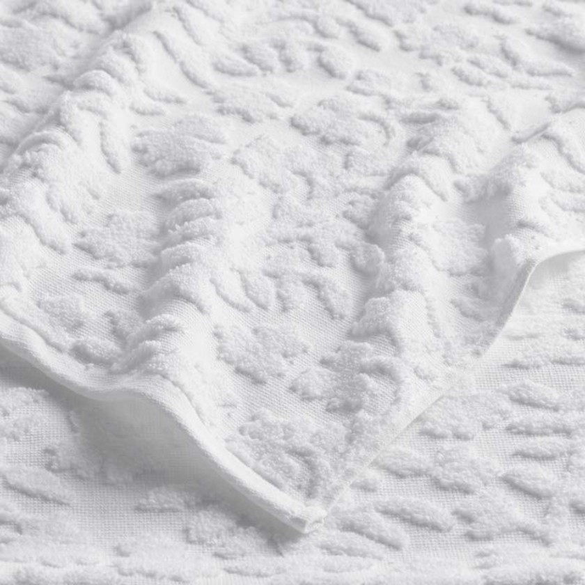 Floral Jacquard Hand Towel - White,White